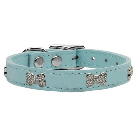 MIRAGE PET PRODUCTS Crystal Bone Genuine Leather Dog CollarBaby Blue Size 14 83-112 BBL14